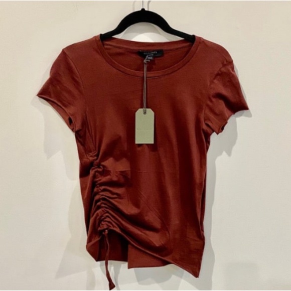 All Saints Arie Ruched Hem T-Shirt - Picture 1 of 4